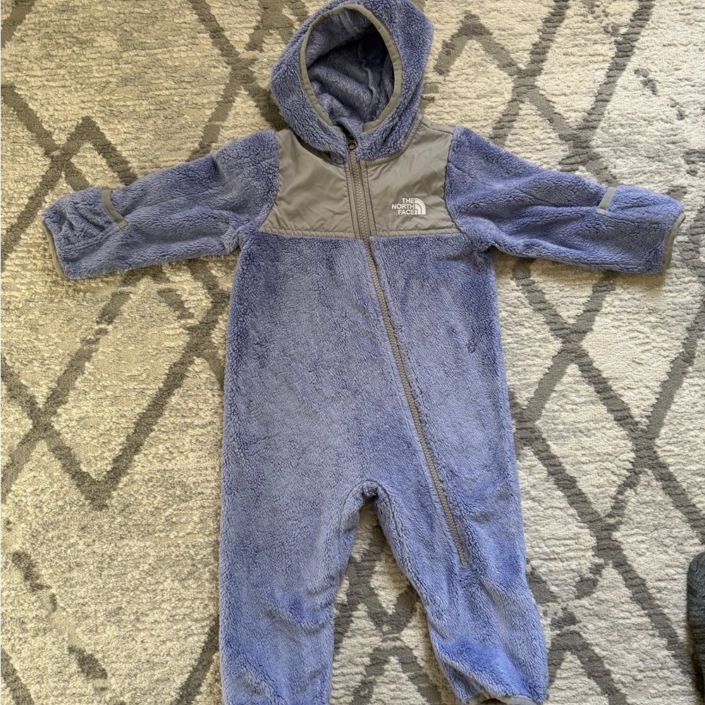 The North Face Kids Gray and Blue Hooded fleece